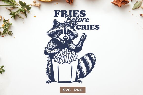 h1Fries Before Cries SVG: A Raccoon, Fries, and a Whole Lot of Charm/h1