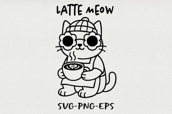 Hipster Cat Line Art Clipart, Funny Puns