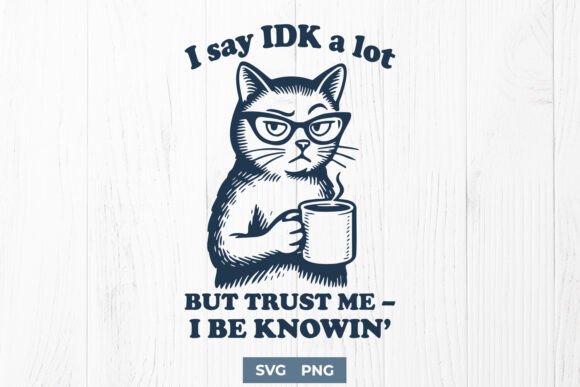 IDK a Lot Funny Cat SVG PNG Sassy Coffee Review